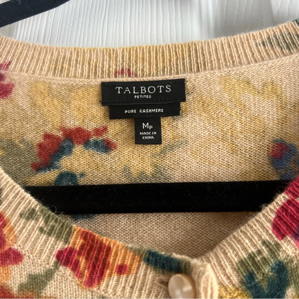 Talbots Cashmere Floral Cardigan - Multicolor - Picture 3 of 12